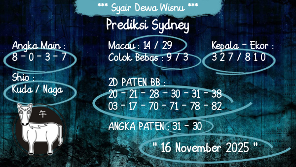 Syair Dewa Wisnu - Prediksi Sydney