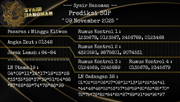 --- Syair Hanoman -- - Prediksi SGP