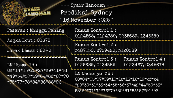 --- Syair Hanoman -- - Prediksi Sydney