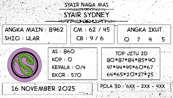 SYAIR NAGA MAS - Syair Sydney